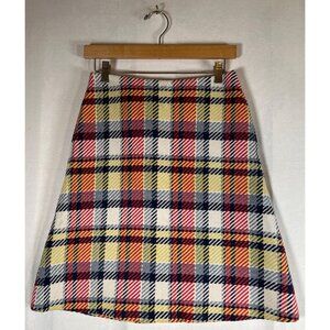 Boden Womens Size 8R Aline Skirt Retro Plaid Wool Blend Lined Zip Side Pockets